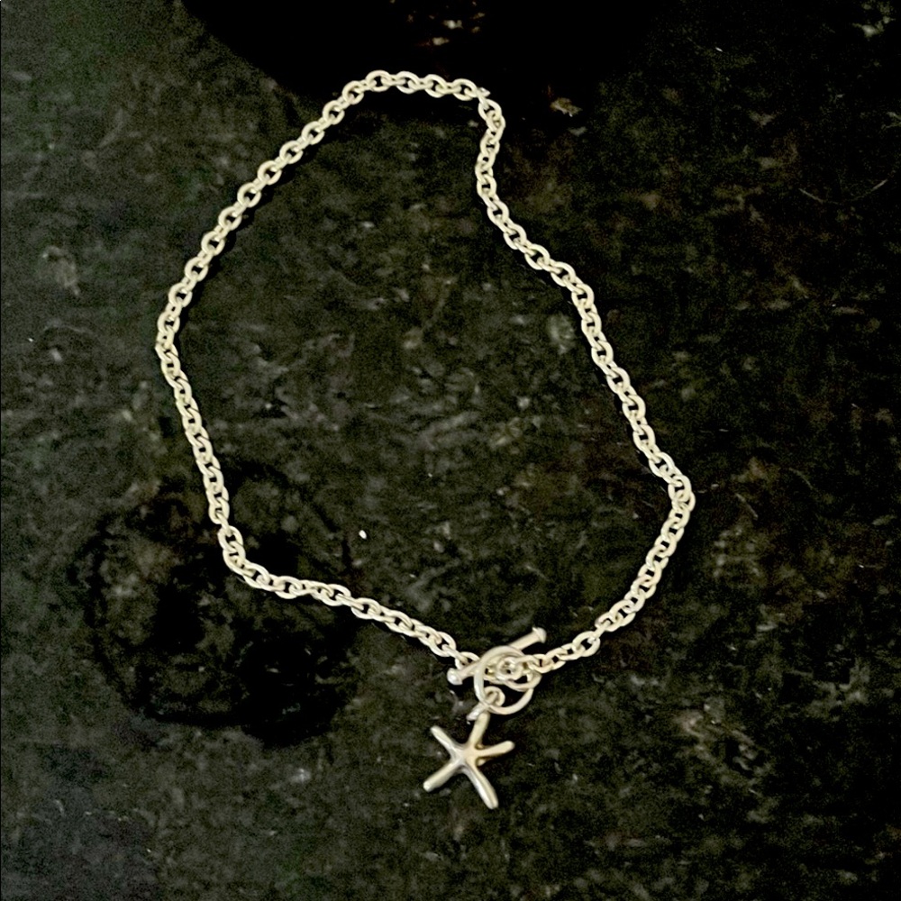 Sterling Silver Starfish Toggle Charm Necklace